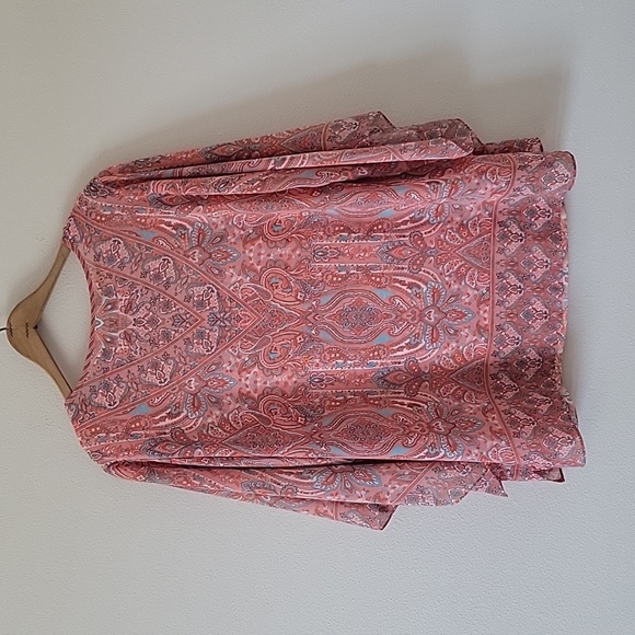 Belle by Kim Gravel Pink Orange Paisley Bell Sleeve Blouse and Tank Set Size 1X - Picture 5 of 9